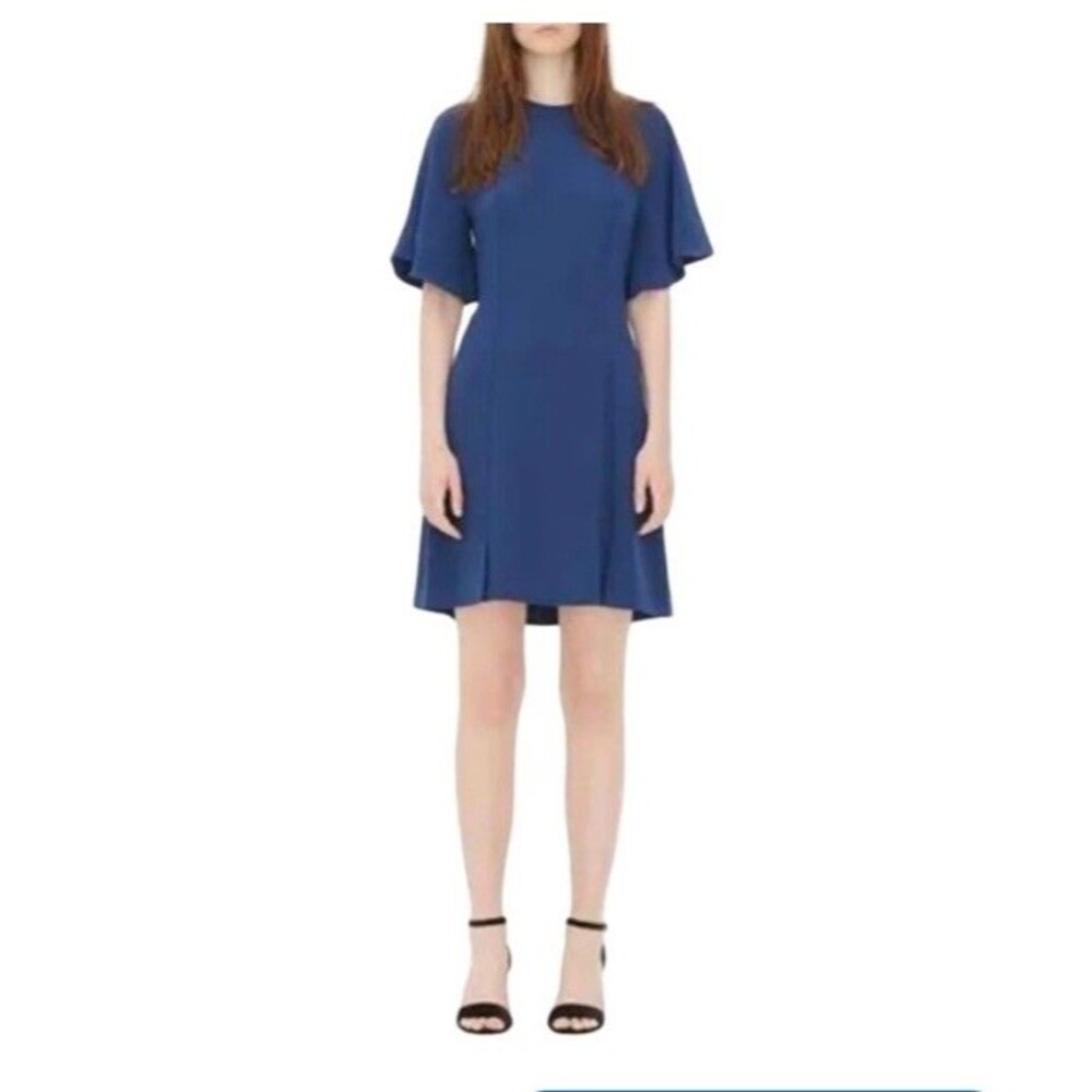 Sandro Yoko Crepe Fluted dress Blue Size 3 US 8